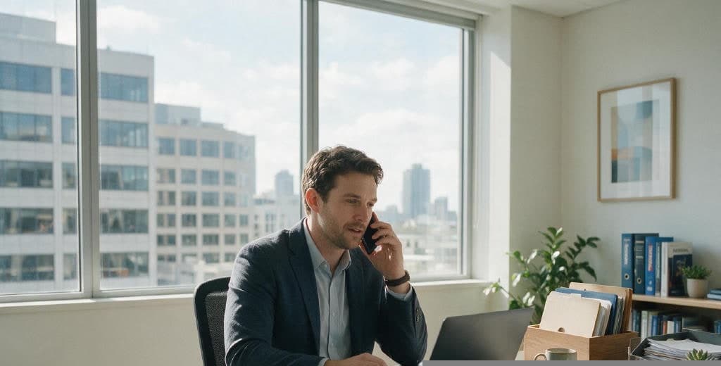 Broker discussing a facility with a business client